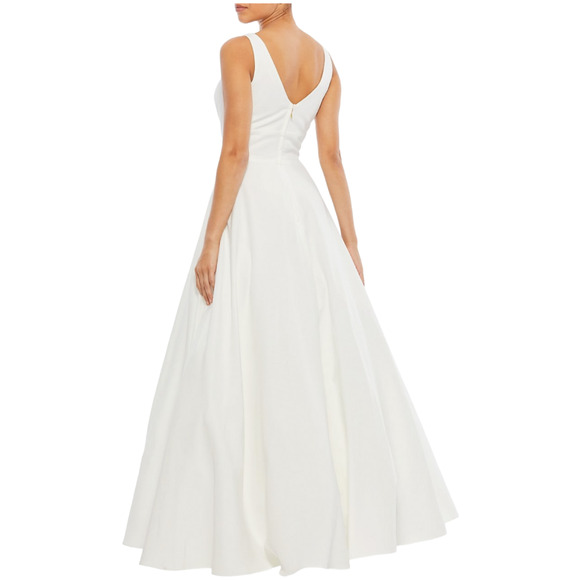 Mac Duggal IEENA NWT Tailored V-Neck Ballgown White Size Pockets Size 12 - Picture 2 of 11